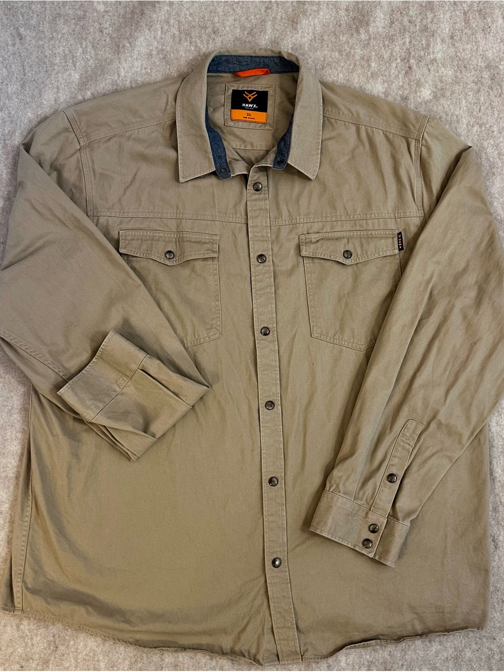 HAWX Work Gear Heavy Duty Canvas Cotton Long Sleeve Snap Front Shirt Jacket 3XL